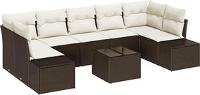 vidaXL Kerti Kanapé Szett párnával 8 pcs Barna polirattan