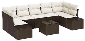 vidaXL Kerti Kanapé Szett párnával 8 pcs Barna polirattan