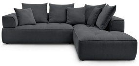 Sötétszürke zsenília sarokkanapé (jobb oldali-L alakú) Whesley – Bobochic Paris
