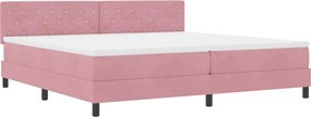 vidaXL LED Box Spring Ágy matracmal Rózsaszín 200 x 200 cm Bársony