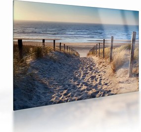 Kép - Út az északi-tengeri strandra, Hollandia (üvegen) (70x50 cm)
