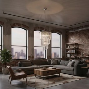 Ideal Lux-Kristály csillár zsinóron CARLTON 8xE14/40W/230V átm. 40cm fényezett króm