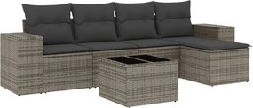 vidaXL 6 részes szürke polyrattan kerti ülőgarnitúra párnákkal