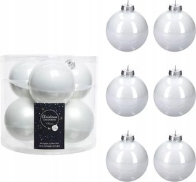 Üveggömb fehér fényes/matt 8cm 6 db