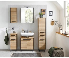 Natúr színű fali mosdó alatti szekrény tölgyfa dekorral 53x60 cm Quickset 395 – Pelipal