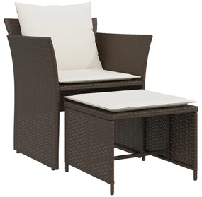 vidaXL barna polyrattan kerti szék lábtartóval