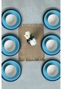 18 részes kék/fehér/kerámia étkészlet