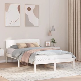 ágykeret fejtámlával Fehér 120x200 cm Tömör fenyőfa