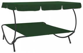 zöld kültéri napellenzős napozóágy