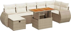 vidaXL 5 részes bézs polyrattan és akácfa kerti ülőgarnitúra párnákkal