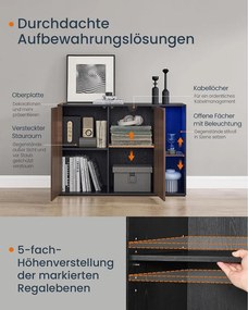 SONGMICS HOME Snapsemble TV-állvány és Tálalószekrény LED-del, KADIN, Fekete