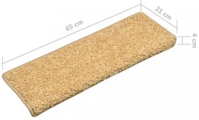 15 db bézs lépcsőszőnyeg 65x21x4 cm