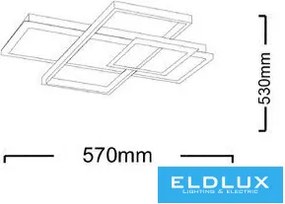 UNIVERSO mennyezeti lámpa 46W 3680lm CCT kap. 570x530mm IP20 fehér/fekete