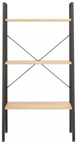 3 szintes világosbarna és fekete állópolc 56 x 35 x 108 cm