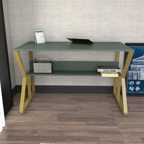 Wake íróasztal, zöld-arany, 120 cm