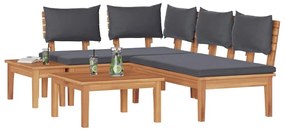 Kert Pad Készlet párnával tárolóval 4 pcs Barna és Szürke