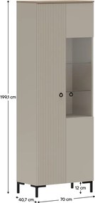 Vitrin, szürkésbarna Taupe/silverjack tölgy, DOMCA 1D1W