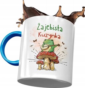 Kék Bögre Unokatestvérnek Születésnapra Ajándék Nyomtatott Fotóval