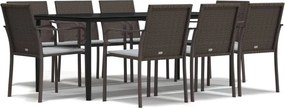 vidaXL 9 részes polyrattan és acél kerti étkezőgarnitúra párnával