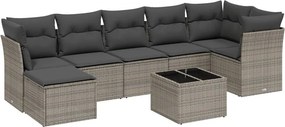 vidaXL 8 részes szürke polyrattan kerti ülőgarnitúra párnákkal