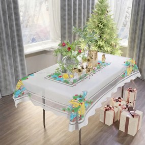 Karåcsonyi abrosz jacquard festett fehér-sårga karåcsony 110x150cm