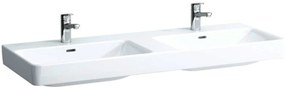 Dupla mosdó Laufen Pro S 130x46 cm fehér színben fényes felülettel két nyílás a csaptelep számára 1496.8.000.104.1