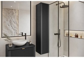 Mylife kadi függőleges fürdőszoba szekrény matt fekete (150cm)