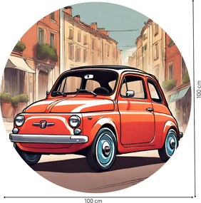PIPPER. Kör alakú falmatrica "Fiat 500" Méret: 100cm