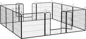 PawHut Deluxe Moduláris Acél Epoxi Kerítés Zárható AJTÓVAL KutYáknak, Nyulaknak, Rágcsálóknak, Kisállatoknak, Beltéri és Kültéri Használatra 80 x 80 c