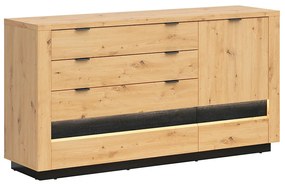 Komód Ostia KOM1D4S (kézműves tölgy + fekete tölgy) (LED világítással). 1025968