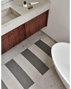 Antracitszürke-krémszínű kültéri-beltéri futószőnyeg 70x150 cm Bob Charcoal Linen – Pappelina