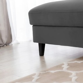 Sötétszürke bársony kinyitható-tárolóhelyes sarokkanapé (bal oldali-heverő résszel) Foble – ELTAP