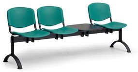 ISO II műanyag pad, 3 üléses + asztal - fekete lábak, kék