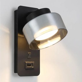 Brilagi - Fali lámpa USB-porttal AURA LUX 1xGX53/30W/230V fekete/füstszínű