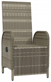 2 db szürke polyrattan dönthető kültéri szék párnával