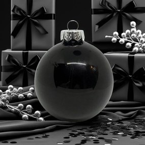 Black üveg karácsonyi gömb szett 6*8cm fekete