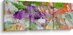Absztrakció kép - festmény (órával) (90x30 cm)