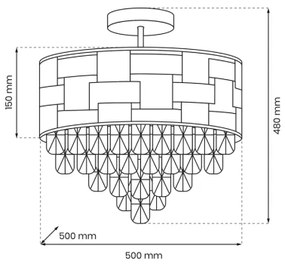 Csillár rúdon LUXURIA 9xE14/40W/230V arany