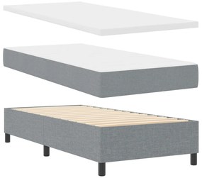 Boxspring Ágy Matrac Nélkül, Világosszürke, 90x190 cm, Szövet