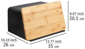 WENKO 54098100 - KUBO kenyértartó 35x26,5 cm fekete/barna