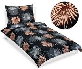 Bellatex Pamut ágynemő Palm leaf black, 140 x 200cm, 70 x 90 cm