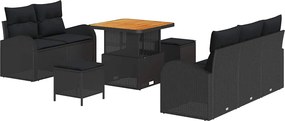 vidaXL Kerti Kanapé Szett párnával 8 pcs Fekete polirattan