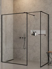 New Trendy New Modus Black walk-in zuhanykabin 150x90 cm négyszögletes fekete félmatt/átlátszó üveg EXK-5665