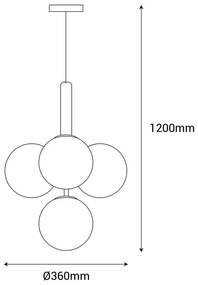 Musa fekete függőlámpa, magasság 120 cm - SULION