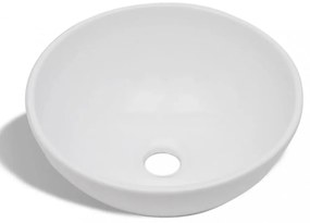 Kerek fehér fürdőszobai kerámia mosdókagyló keverőcsappal