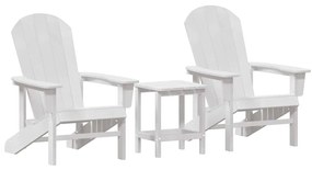 vidaXL Kerti Szék 3 pcs Fehér Polietilén