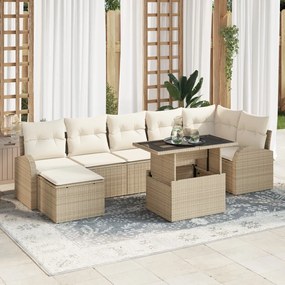 Kerti Kanapé Szett tárolóval 8 pcs Bézs Poli rattan