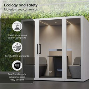 INBOX akusztikai irodai fülke 4 személyes, 2200 × 2200 × 1220 mm