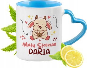 Kék bögre szív alakú füllel Daria számára Ideális Ajándék