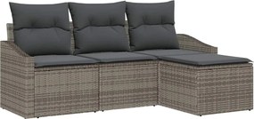 vidaXL Kanapé Szett párnával 4 pcs Szürke polirattan